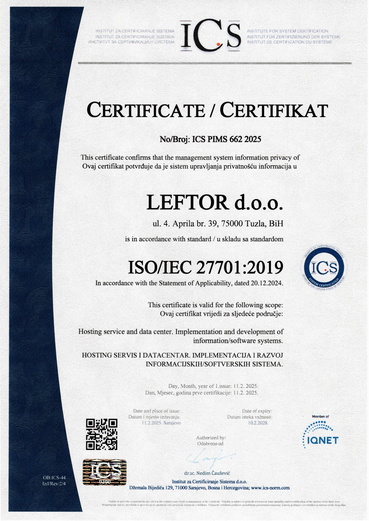 ISO certificirane usluge